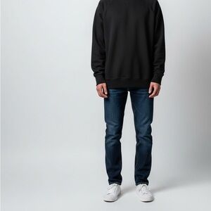 Hanes Men's Nano Crew Black Pullover Sweatshirt Size Large